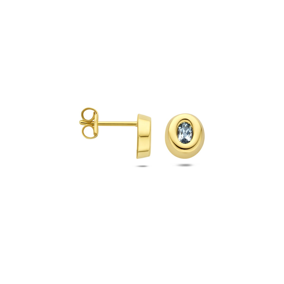 9kt Gelbgold Ohrstecker mit blauem Topas