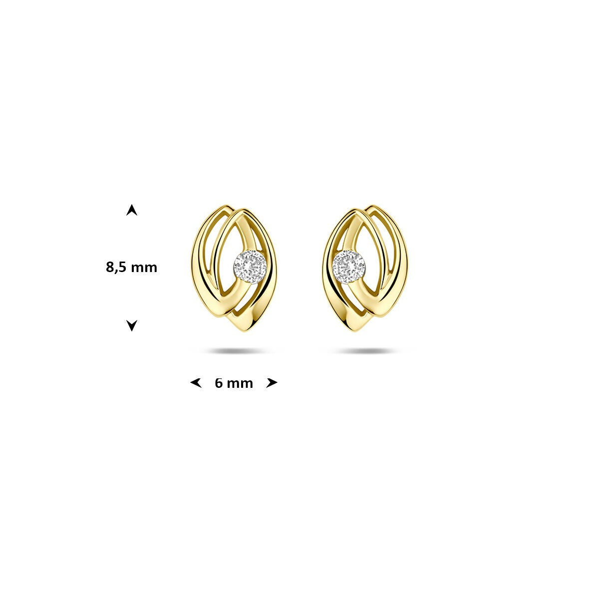 9k Geelgouden oorknopjes met zirkonia