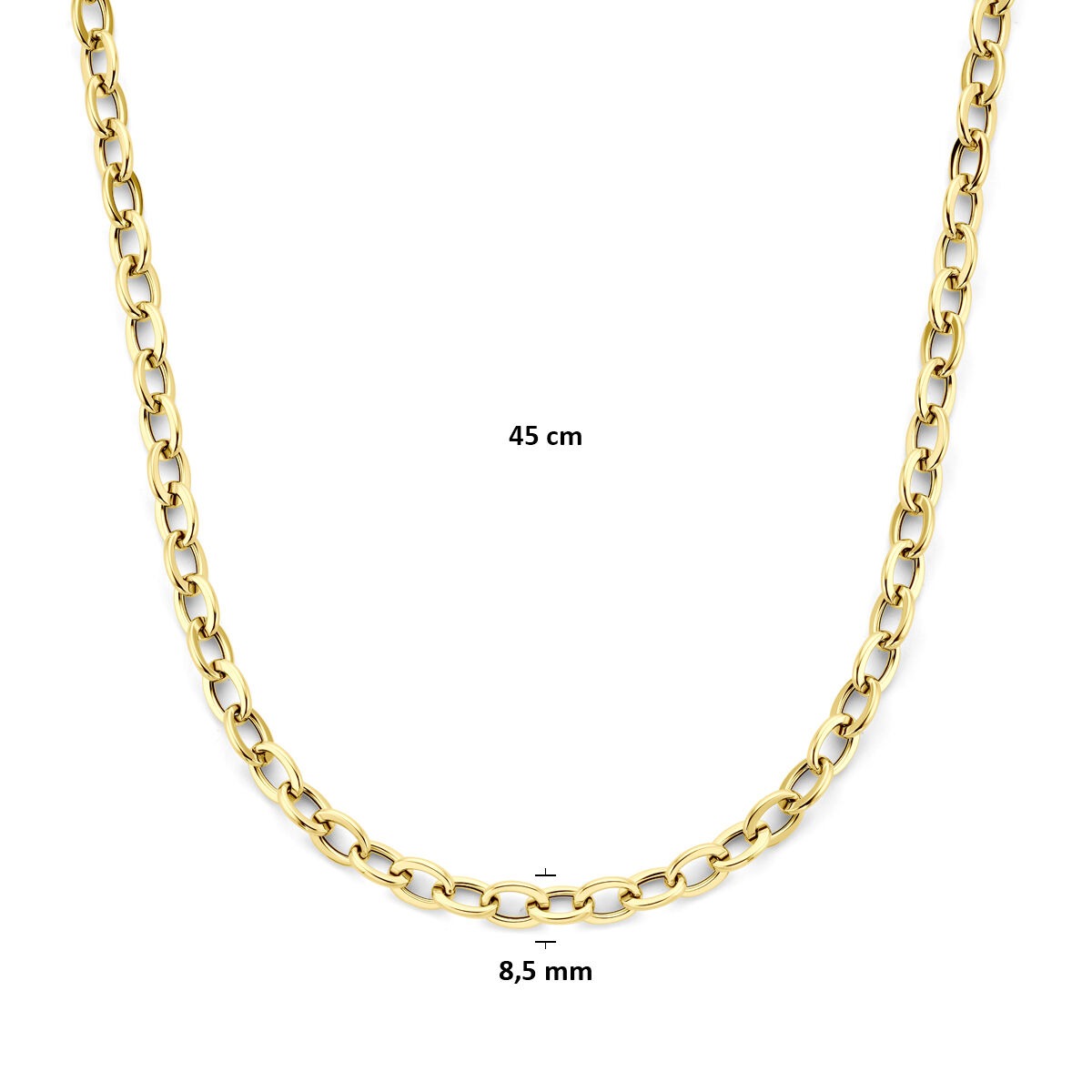14 Karat Gelbgold Damen Halskette mit runden und rechteckigen Drahtgliedern 8.5mm