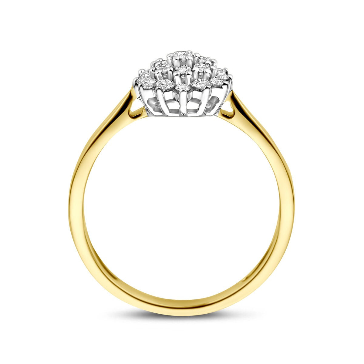 14k Bicolor Gelb- und Weißgoldring mit 0.33ct Labordiamant