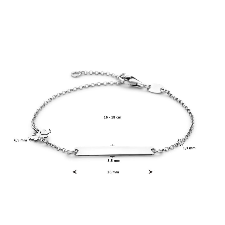 Gravurarmband Klee und Plättchen 3,5 mm 16 - 18 cm Silber rhodiniert