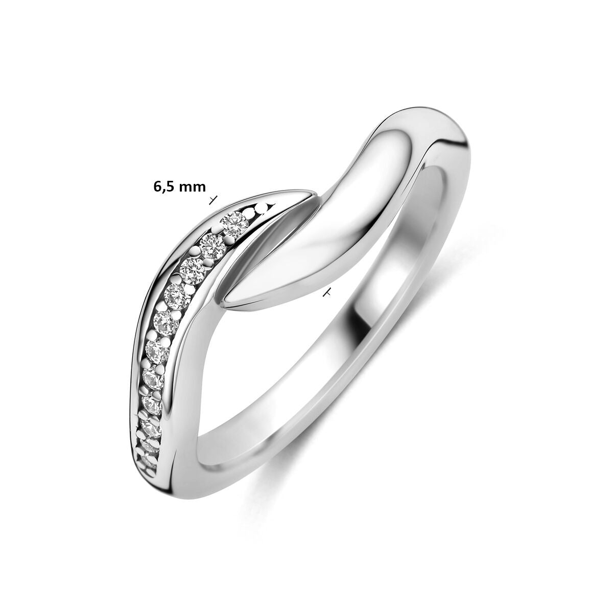 Rhodinierter 925er Silberring mit Zirkonia