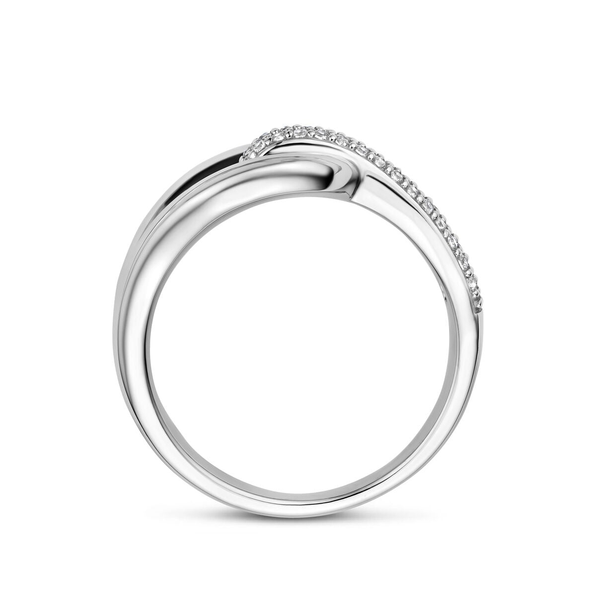 Rhodinierter 925er Silberring mit Pavé-Zirkonia