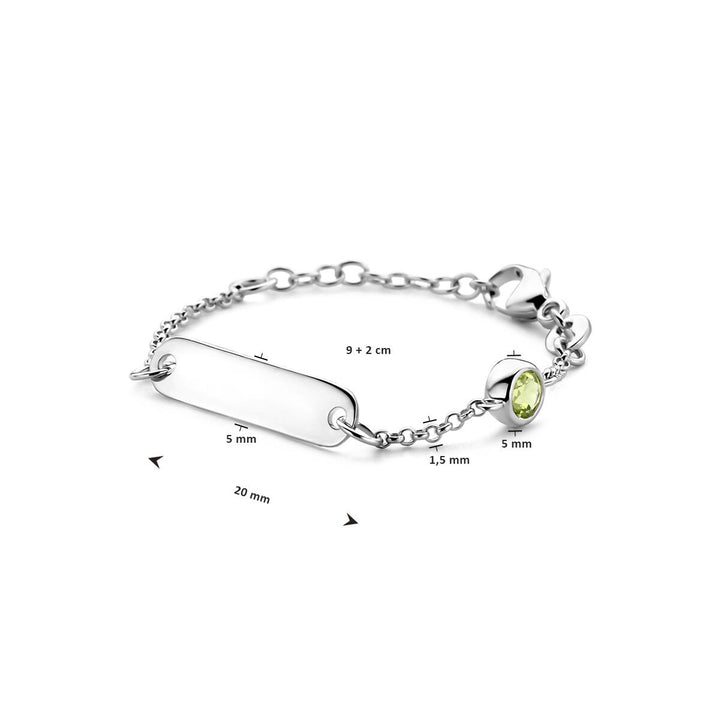 Gravurarmbandplatte 5,0 mm mit Geburtsstein 9 + 2 cm Silber rhodiniert