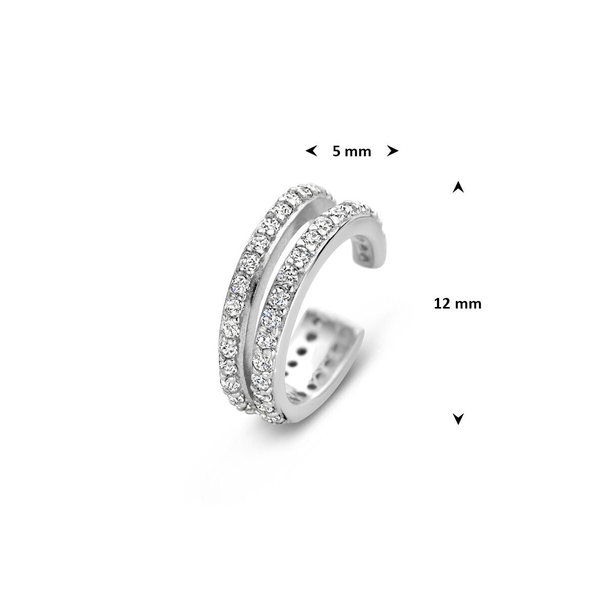 Silberne Ohrmanschette mit Zirkonia – rhodiniertes 925er Silber