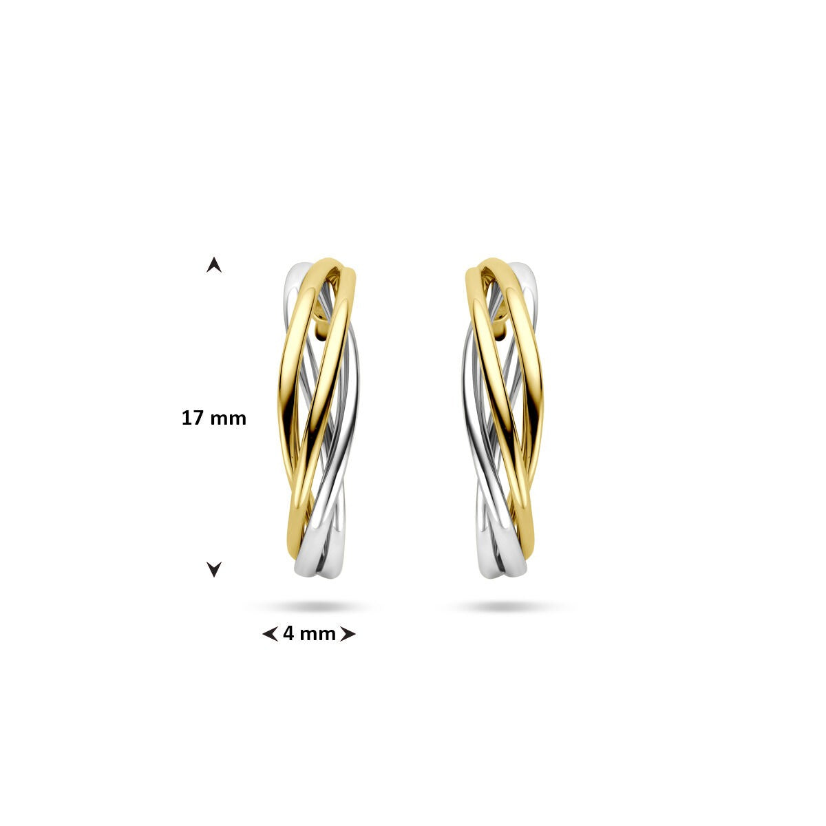 Bicolor-Goldohrringe 14 Karat Gelb- und Weißgold 17 mm