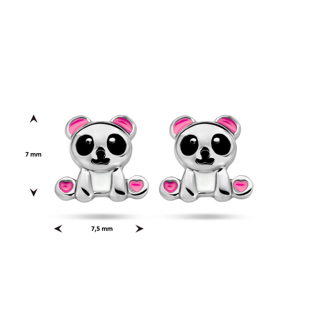 Ohrstecker Panda, rhodiniert mit Emaille