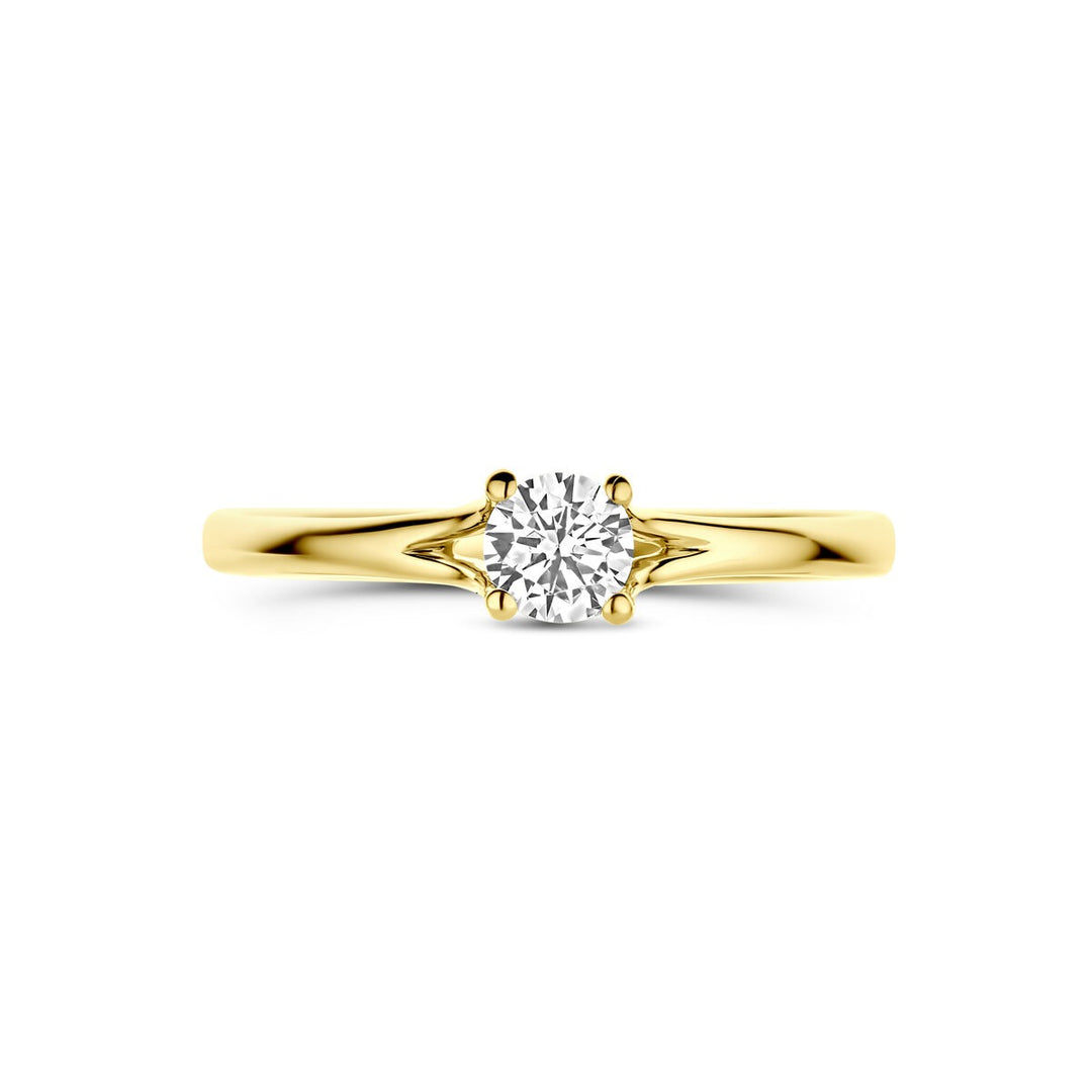 Gouden damesring met zirkonia – 14k geelgoud