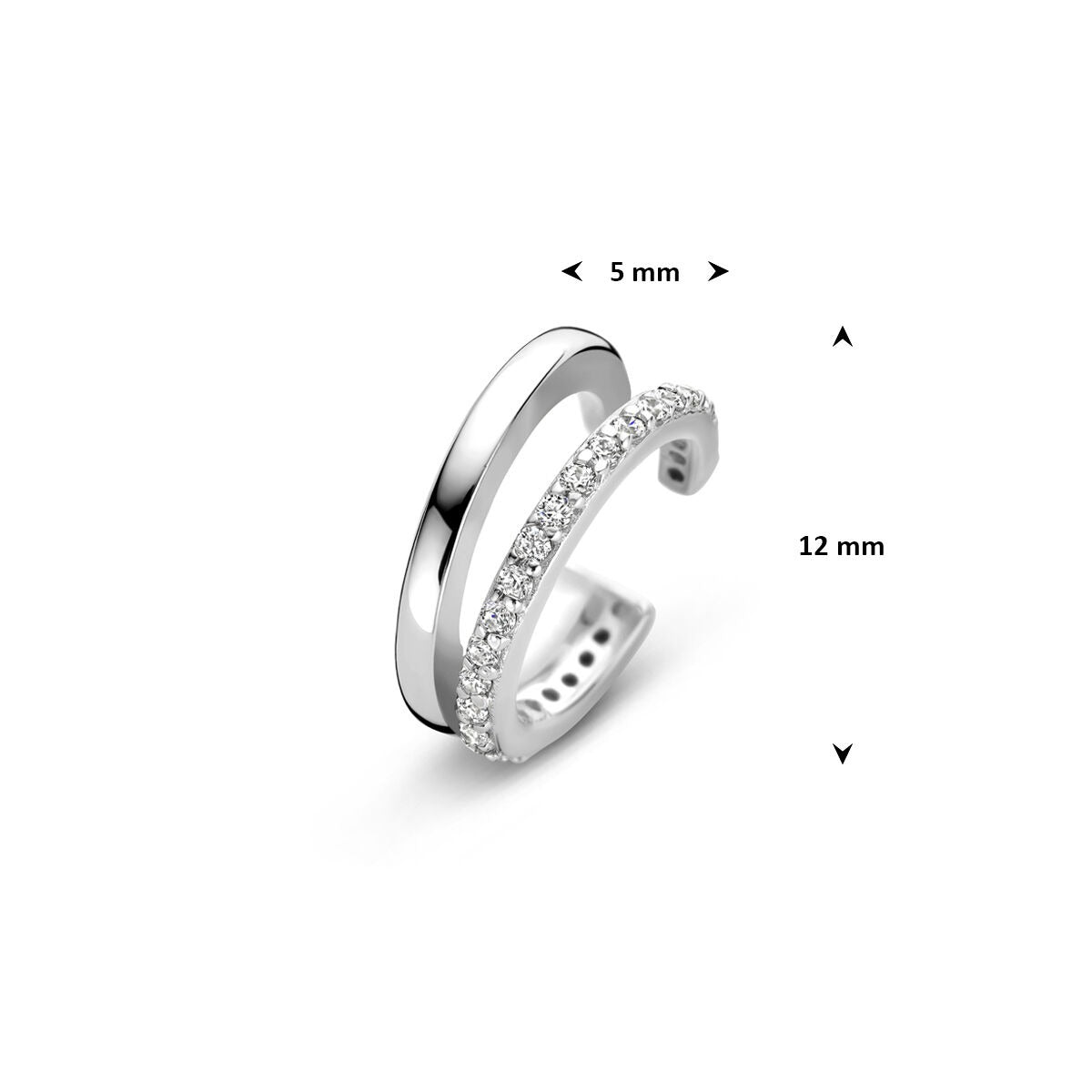 Silberner Ear Cuff mit Zirkonia – rhodiniertes 925er Silber