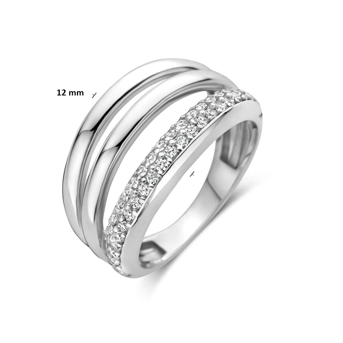 Rhodinierter Silberring mit Zirkonia-Pavé 925
