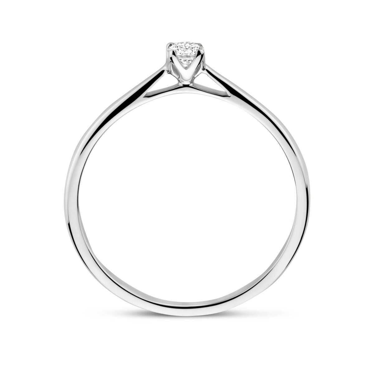 14K Weißgold Damenring mit 0,10ct Labor gezüchtetem Diamanten