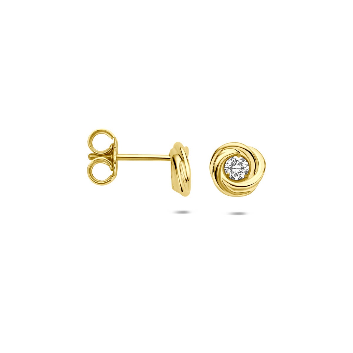 14k Gelbgold Ohrstecker mit im Labor gezüchtetem Diamanten