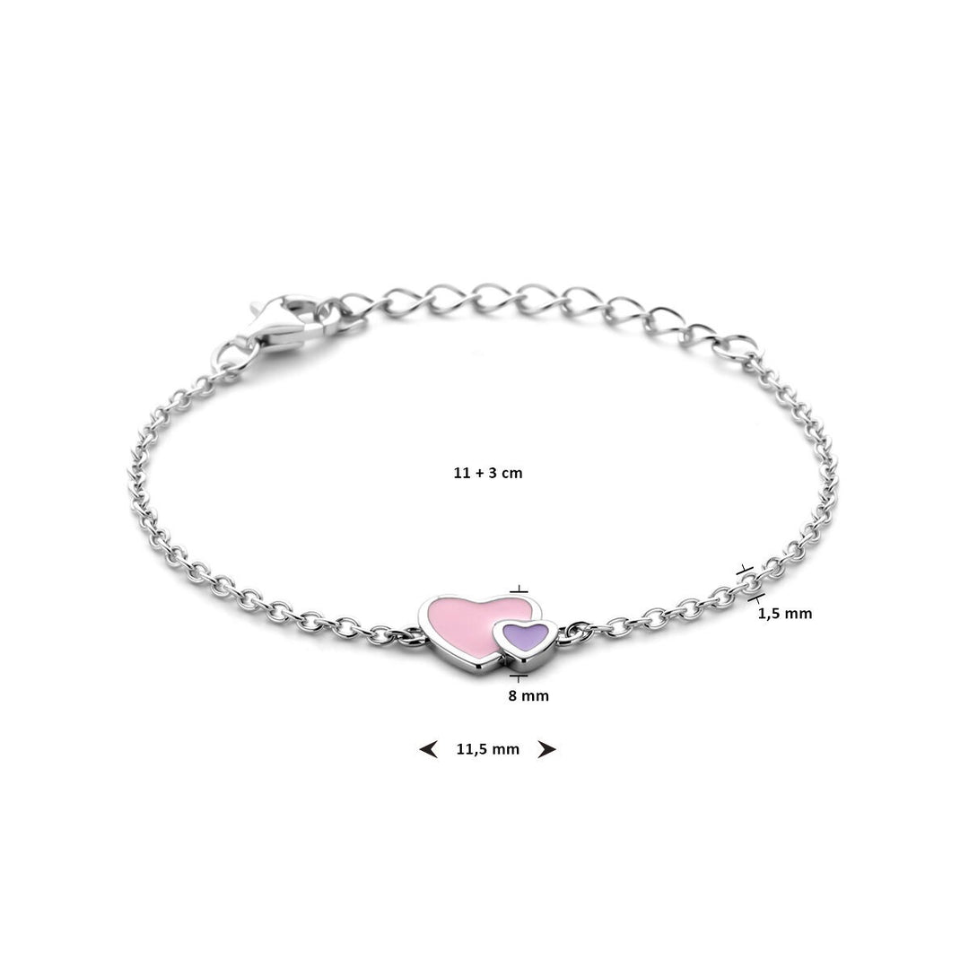 Armband Herzen 11 + 3 cm Silber rhodiniert