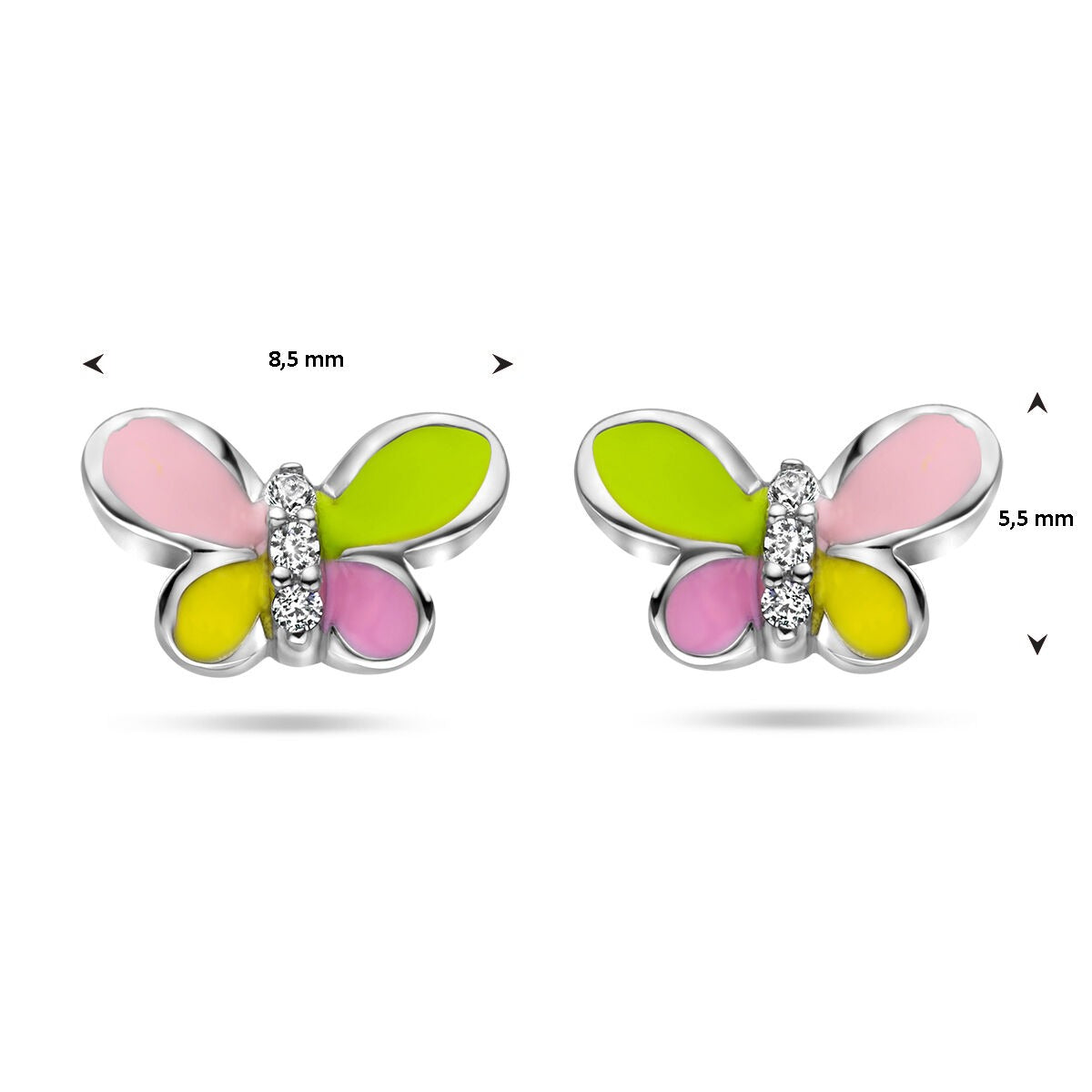 925er Rhodiniertes Silber Schmetterling-Ohrstecker mit Zirkonia