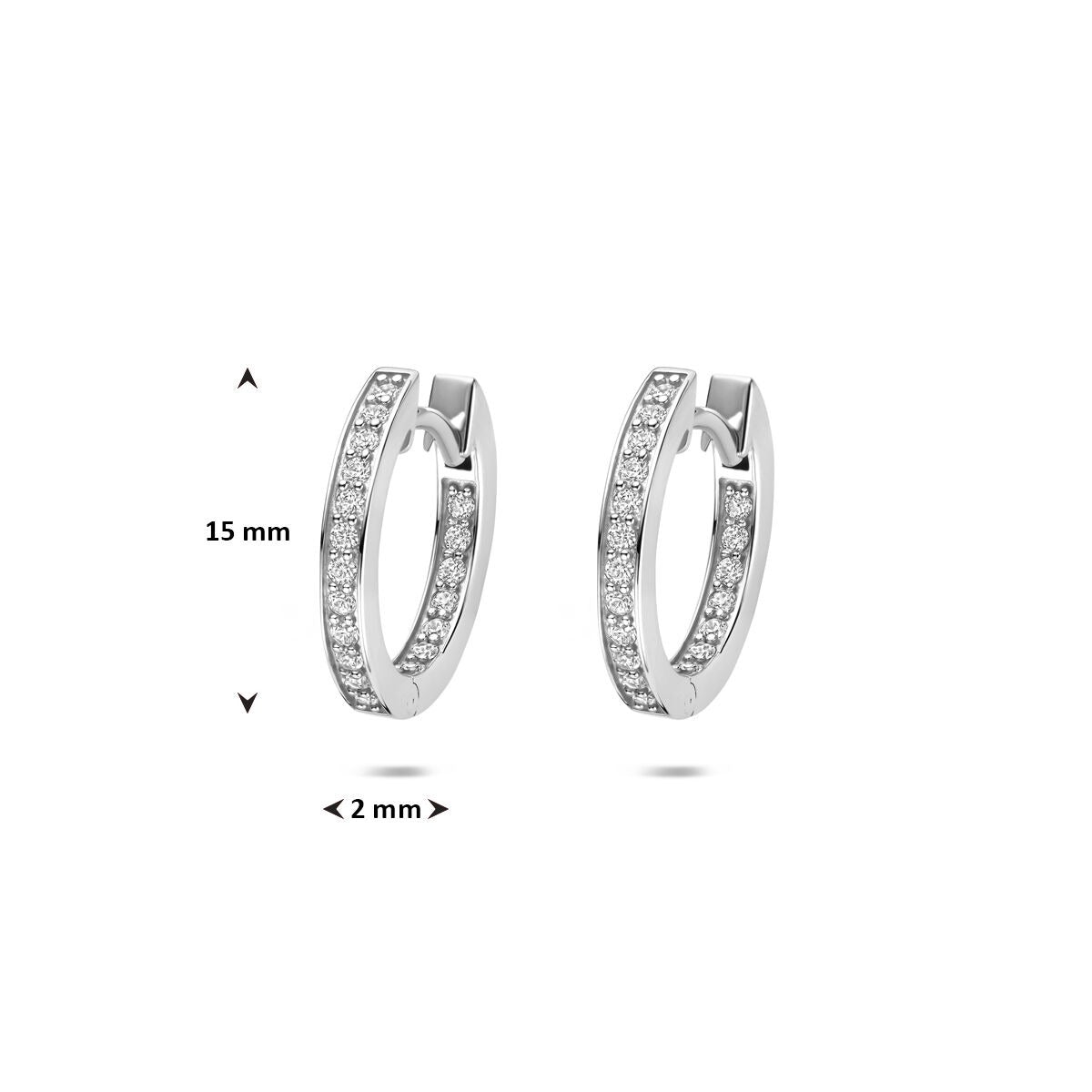 Klappcreolen aus 925er Silber mit Zirkonia – rhodiniert 15 mm