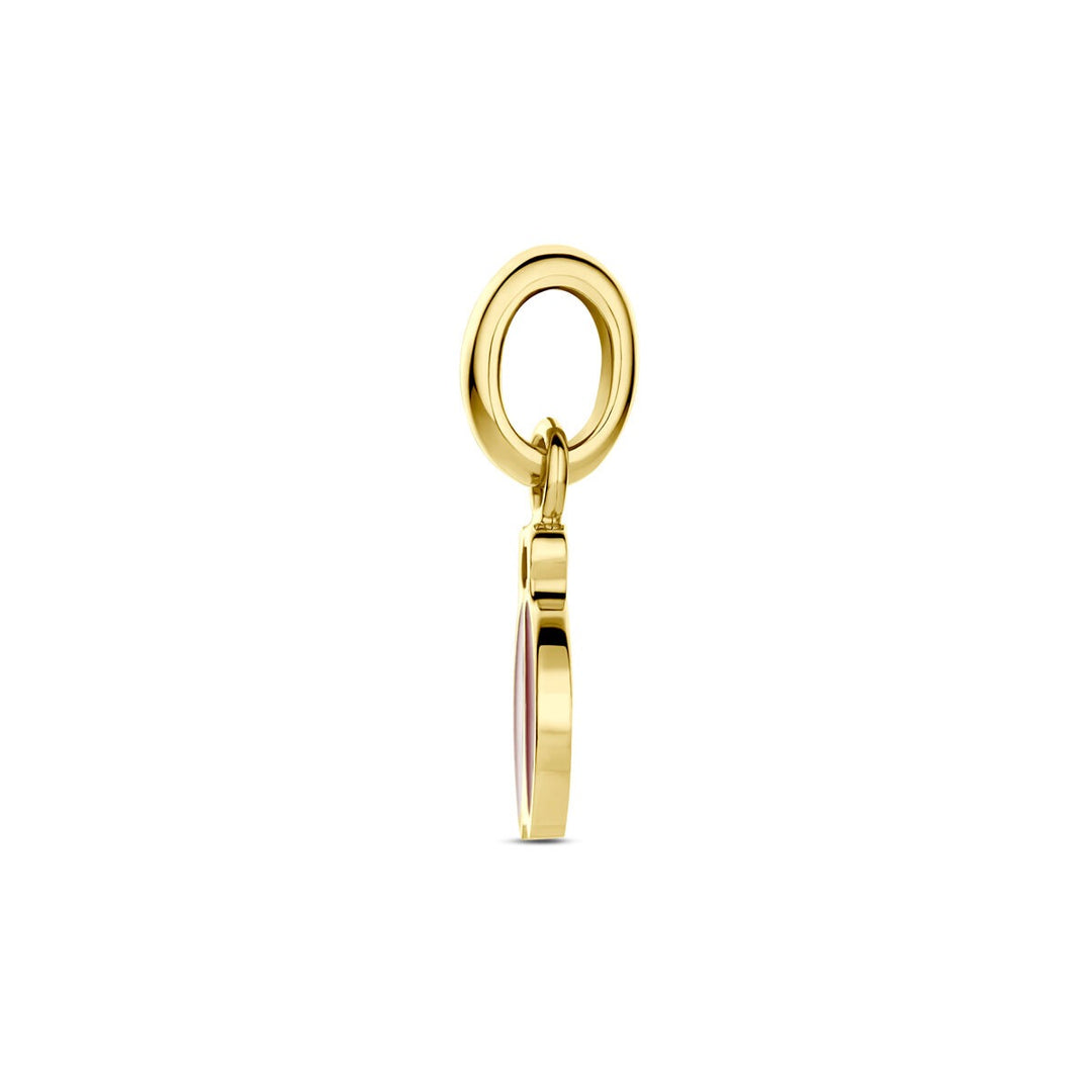 9k Geelgouden lieveheersbeestje hanger met emaille