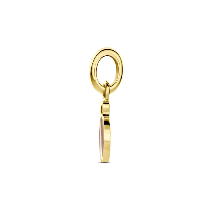 9k Geelgouden lieveheersbeestje hanger met emaille