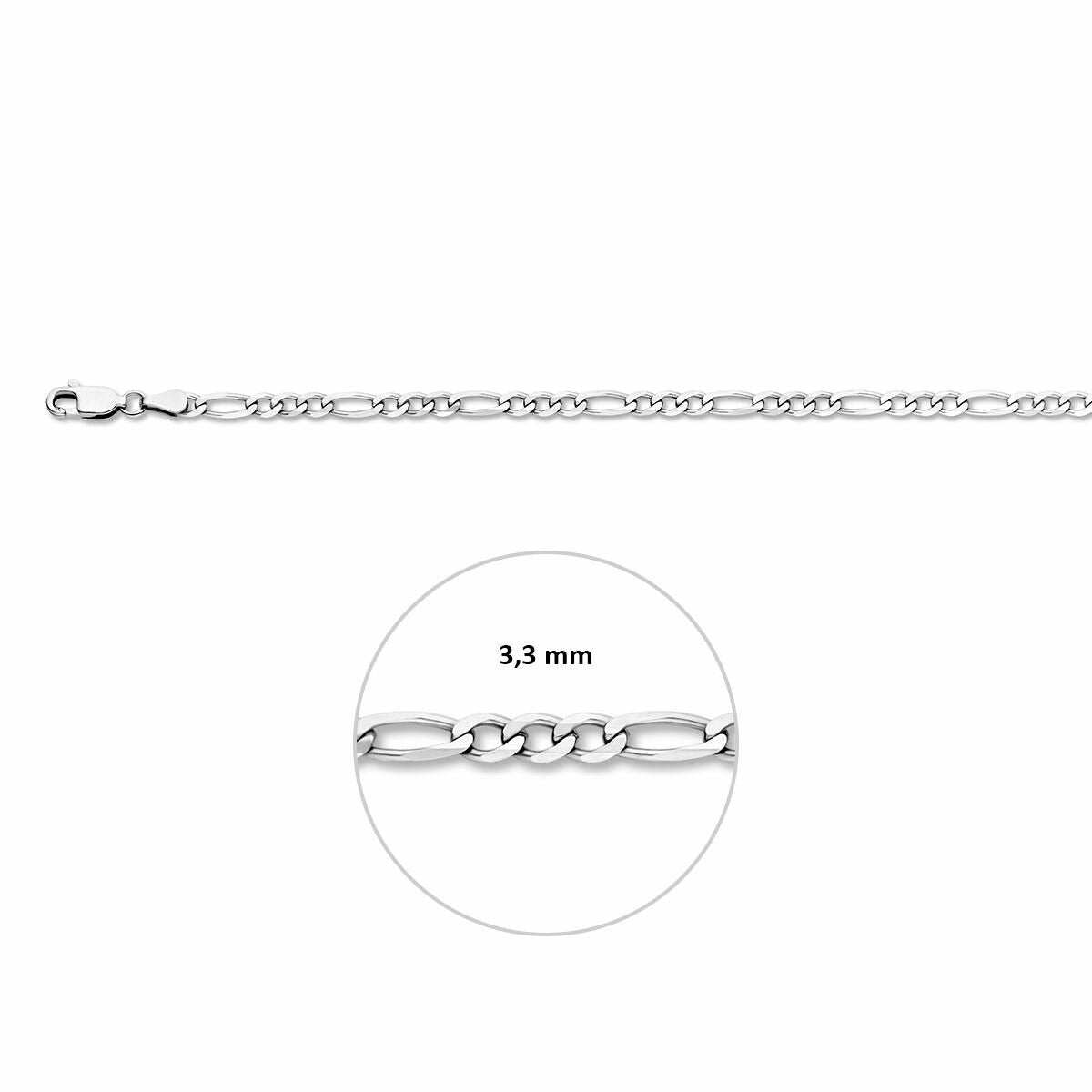 Rhodinierte Figaro-Halskette für Damen aus Silber – 3.3 mm