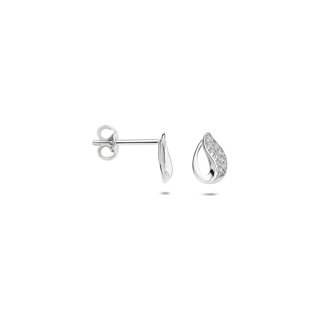 Rhodinierte 925er Silberohrstecker mit Pavé-Zirkonia
