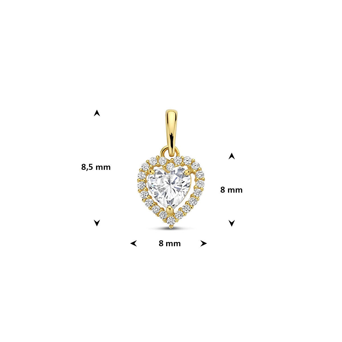 Anhänger Herz Zirkonia 14K Gelbgold
