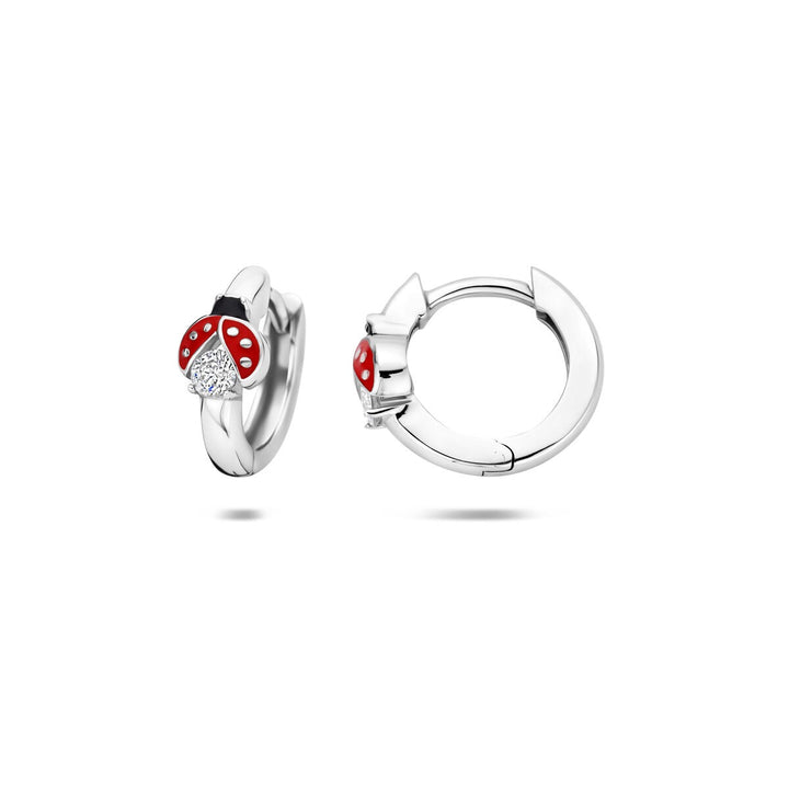 klapoorringen lieveheersbeestje 11,5 mm zilver gerhodineerd
