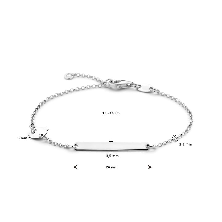 Gravurarmband Kreis und Plättchen 3,5 mm 16 - 18 cm Silber rhodiniert