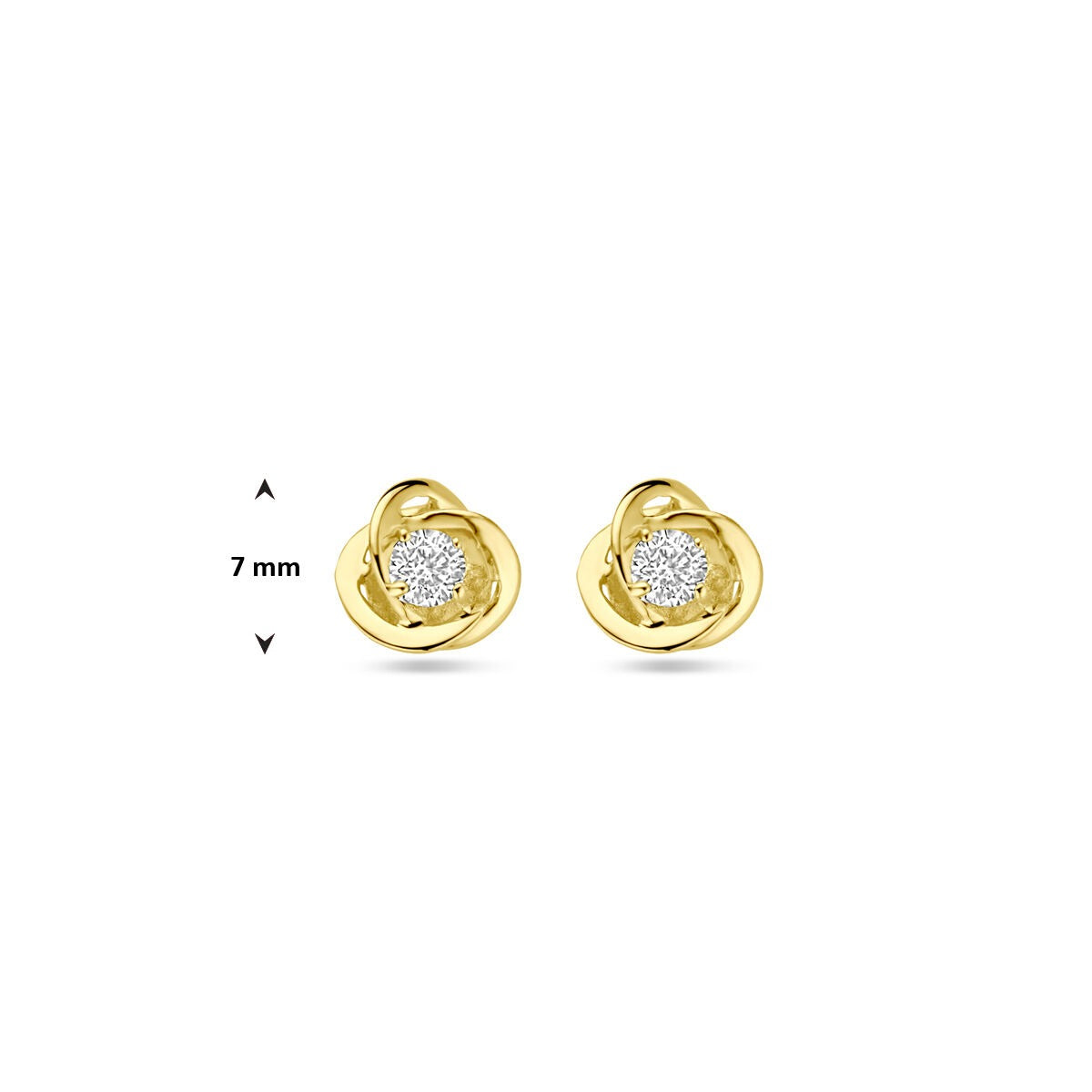 9-karätige gelbgoldfarbene Ohrstecker mit Zirkonia – 7 mm