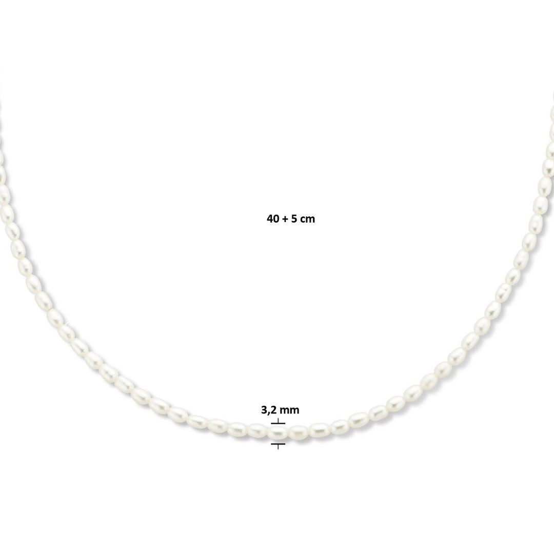 Halskette Perle 3,2 mm 40 + 5 cm 3 Mikron Silber vergoldet (gelb)