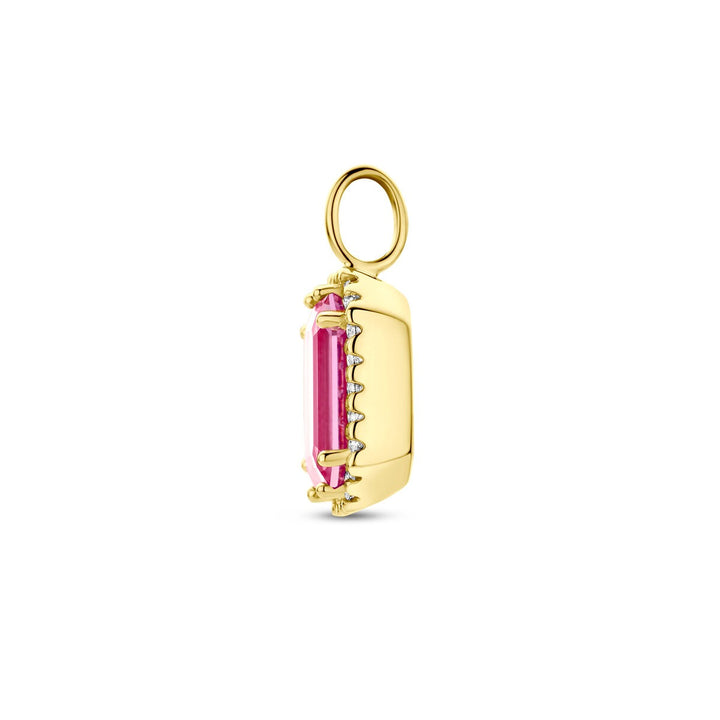 Anhänger rosa Turmalin und Diamant 0,10 ct h SI 14 K Gelbgold