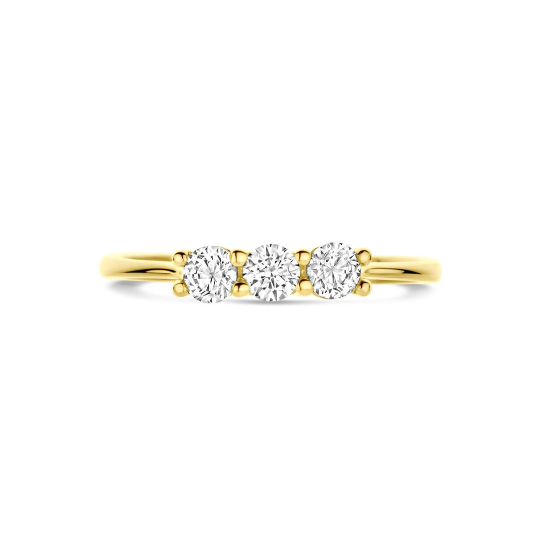 Gouden damesring met zirkonia – 14k geelgoud