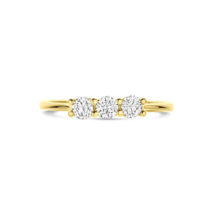 Gouden damesring met zirkonia – 14k geelgoud