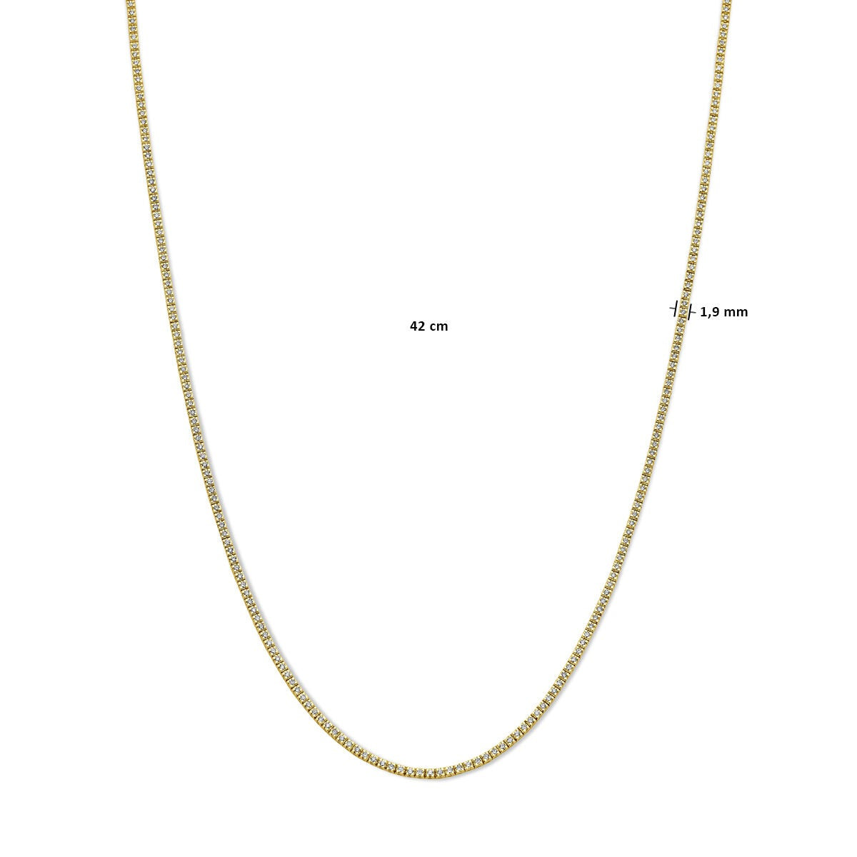 14k Gelbgold Tennis-Collier mit Diamanten – 2,00ct