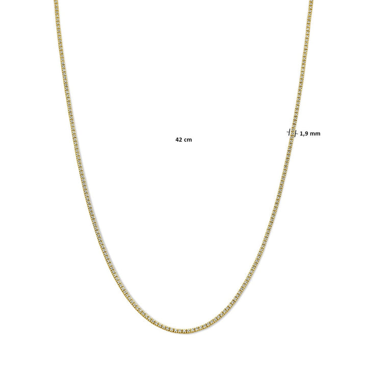 Tennishalskette Diamant 2,00 ct H SI 1,9 mm 42 cm 14 K Gelbgold