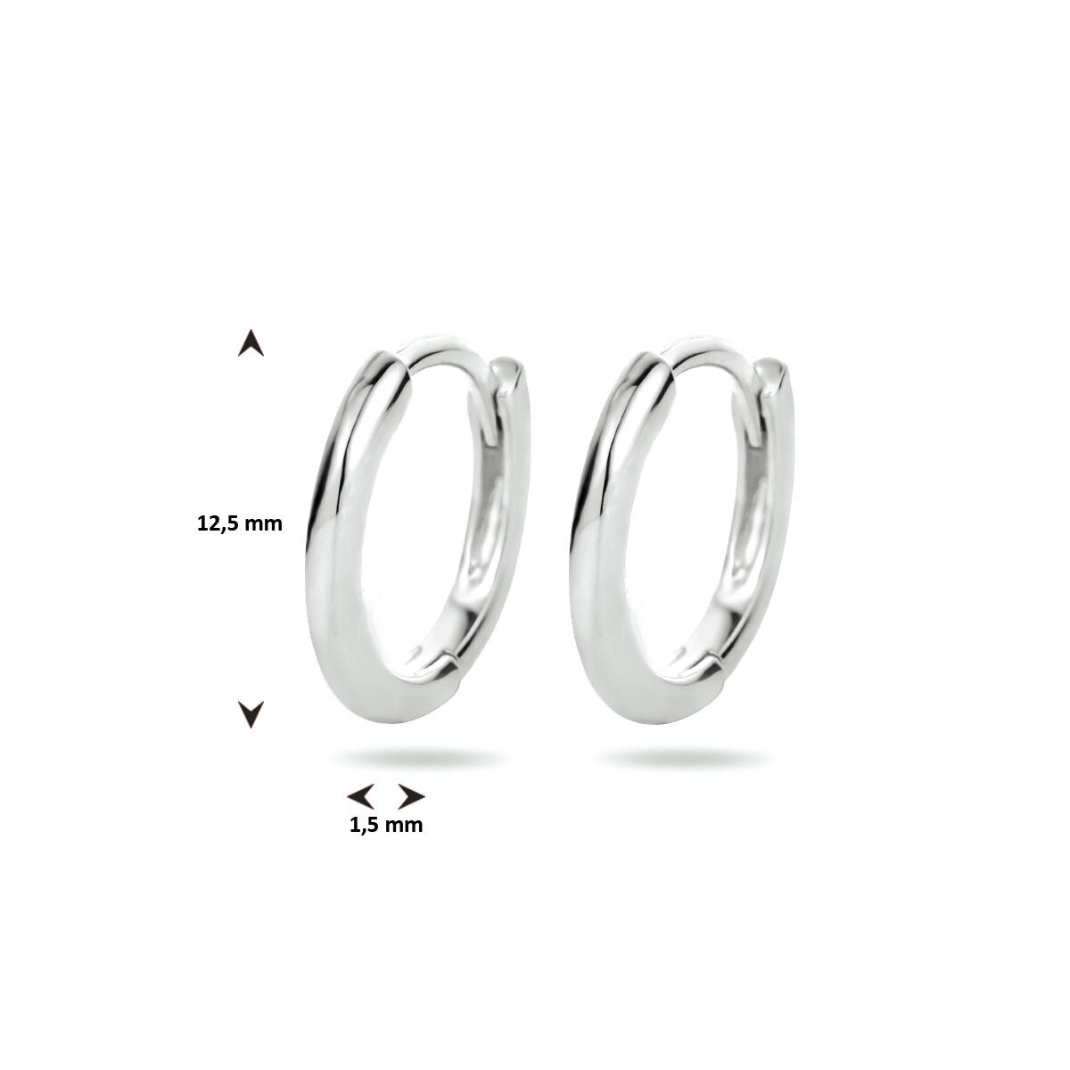 Rhodinierte Klappcreolen – Halbrand 12.5 mm