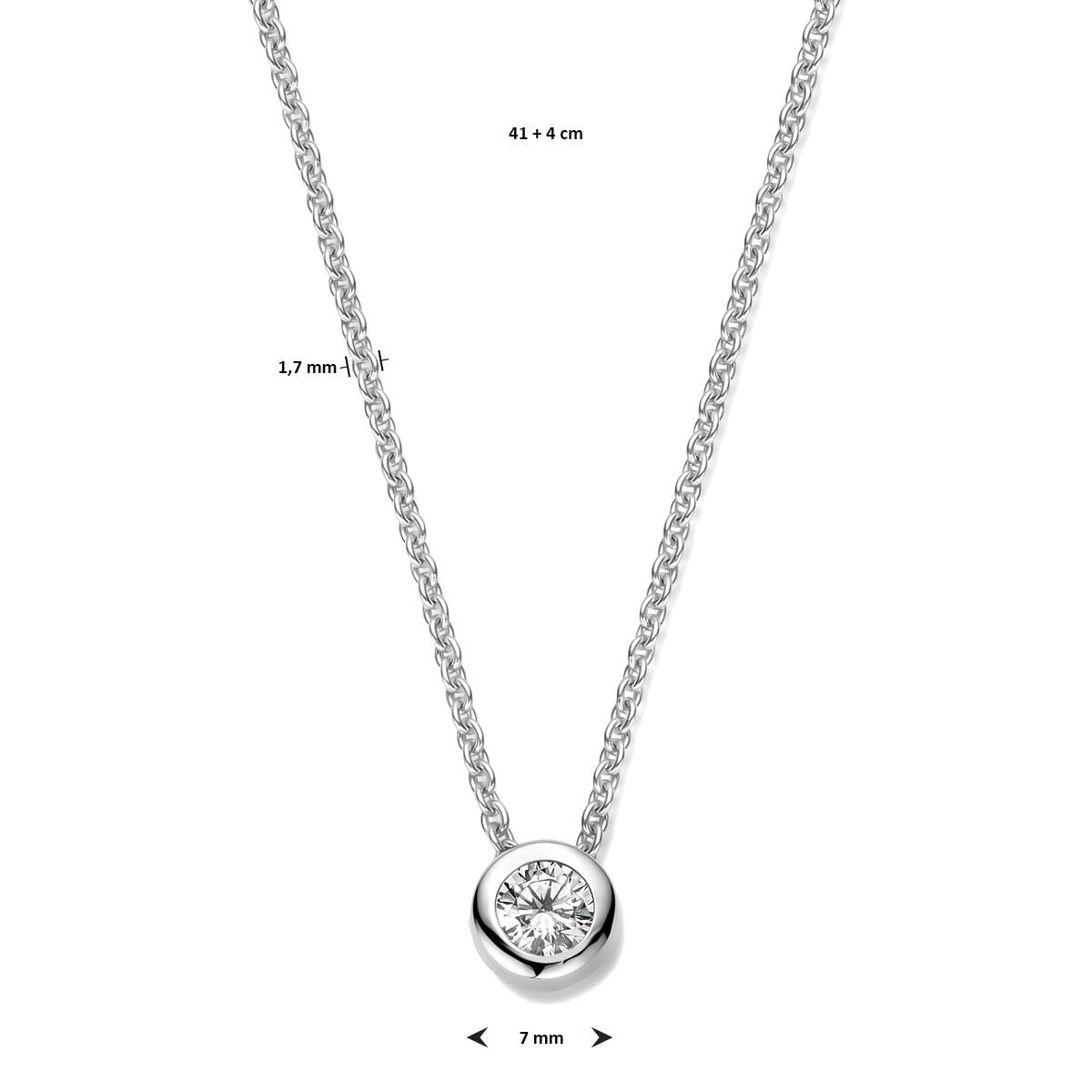 Silberhalskette mit Zirkonia – rhodiniertes 925er Silber (Set)