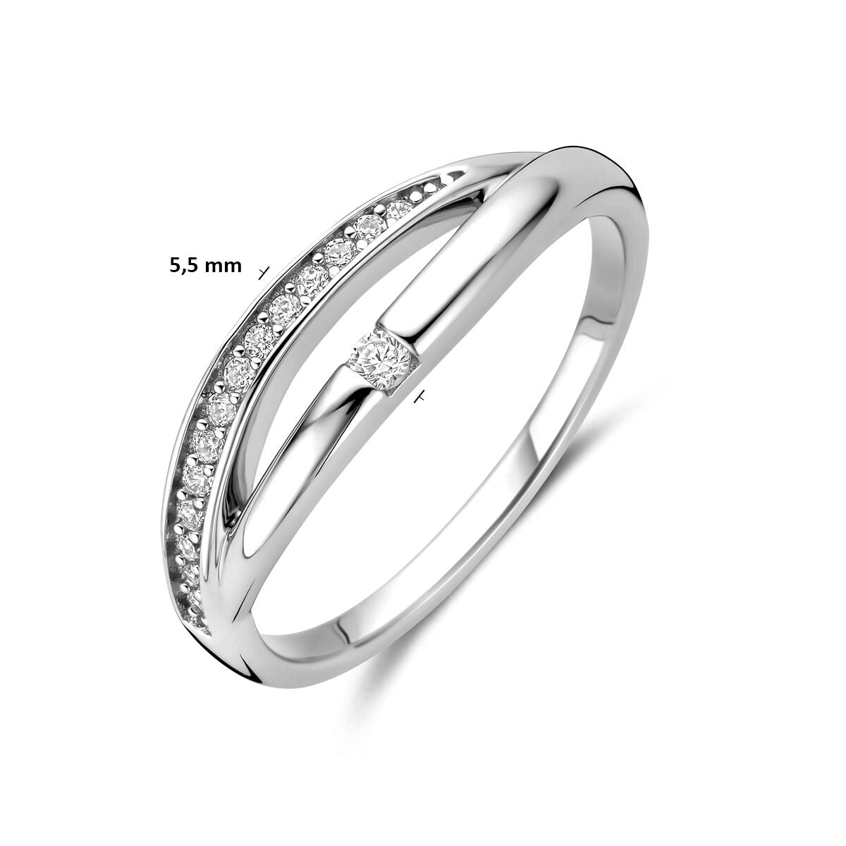 Damenring aus Silber mit Zirkonia – Rhodiniertes Entourage-Design