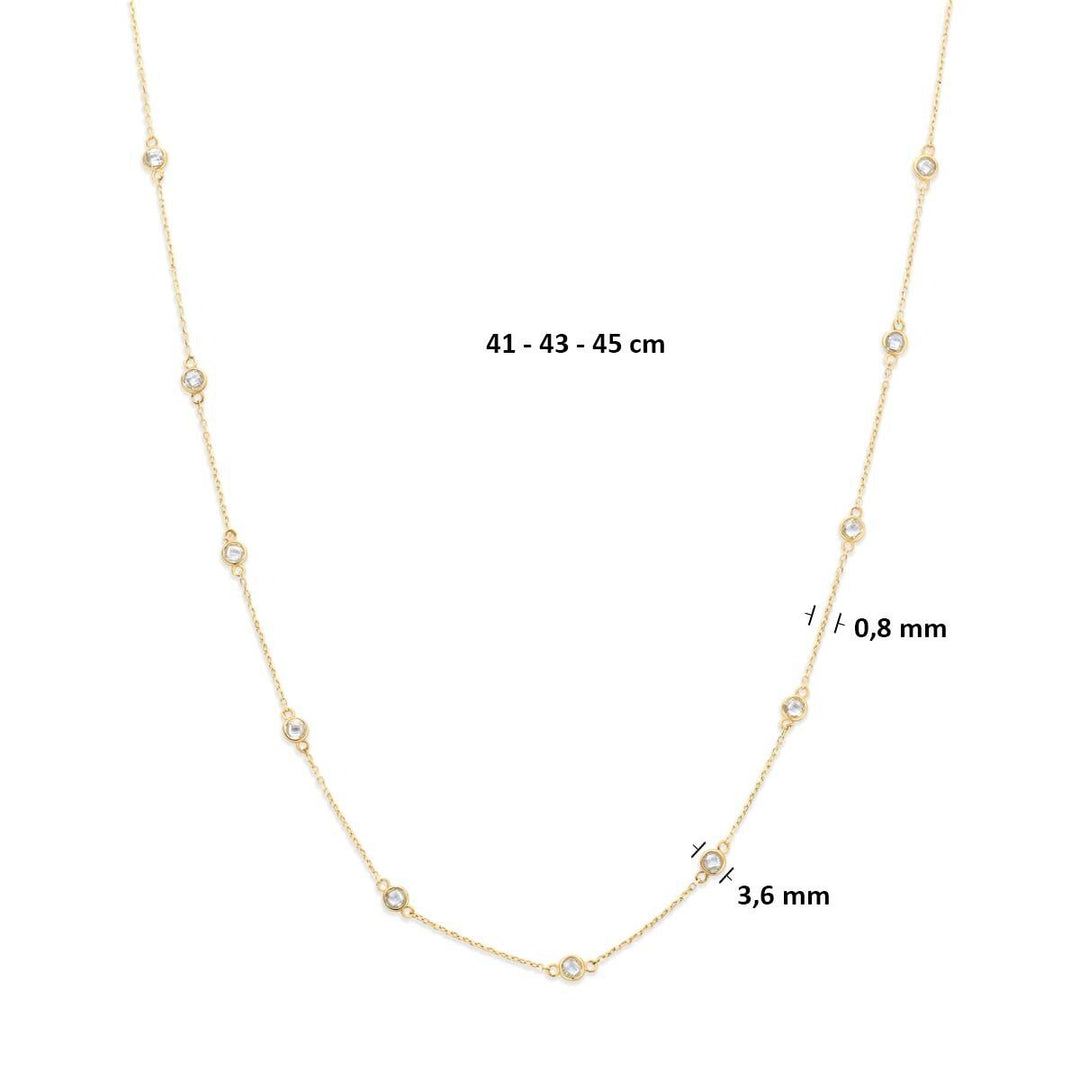 9k geelgouden collier met zirkonia