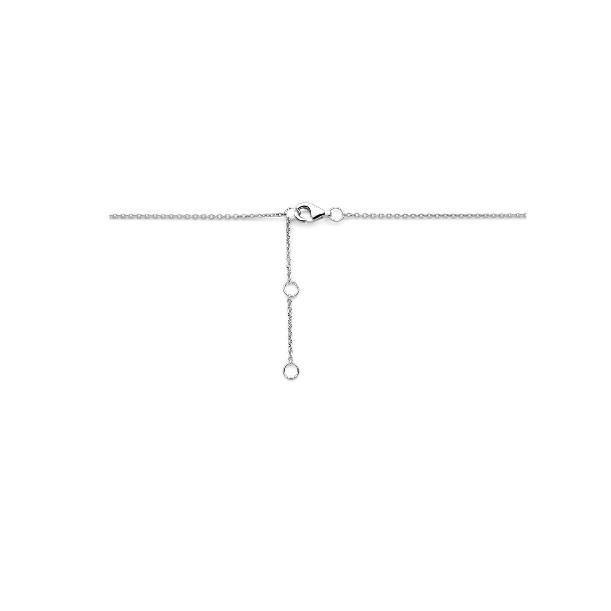 Silberne Damen-Halskette mit tropfenförmigem Zirkonia-Anhänger, rhodiniert, 41 - 43 - 45 cm