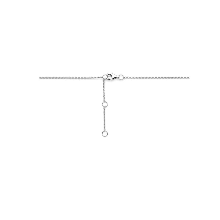 Zilveren dames ketting met druppelvormige zirkonia hanger gerhodineerd 41 - 43 - 45 cm
