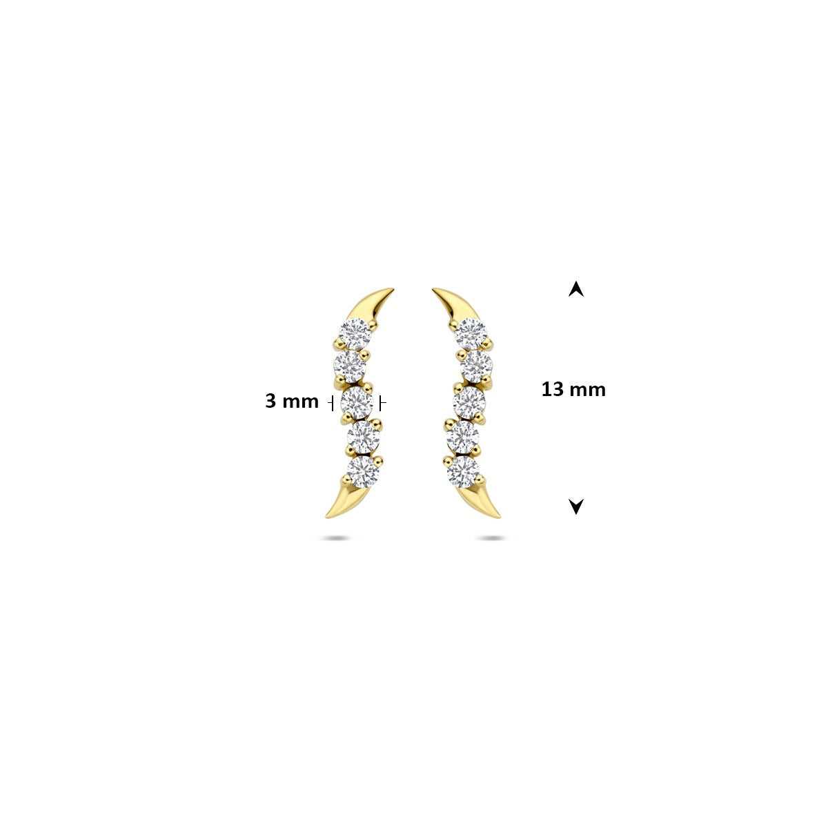 14k Gelbgold-Ohrstecker mit Zirkonia-Reihenfassung