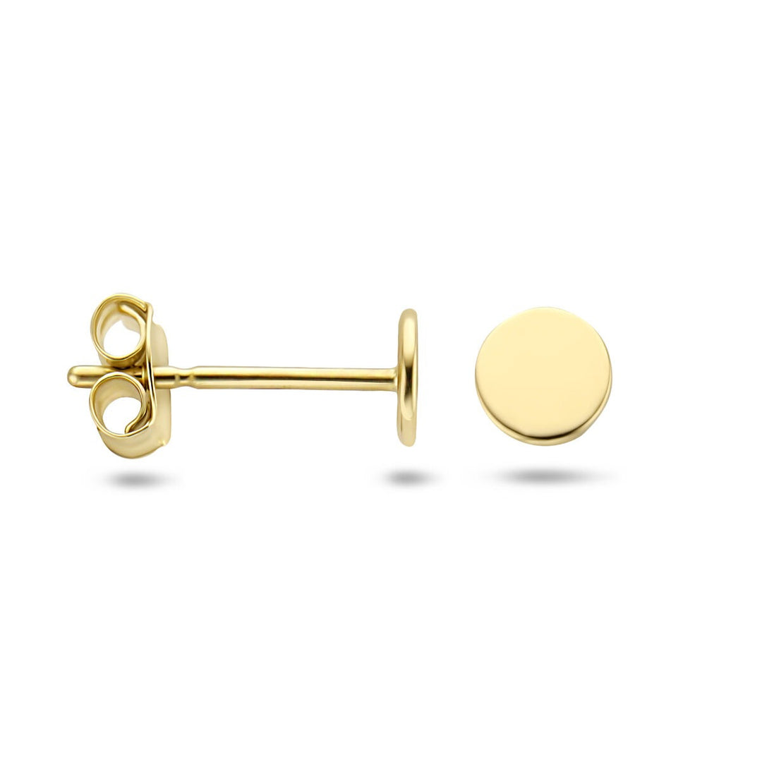 Gouden oorknopjes 9k rond poli – Dames Oorbellen