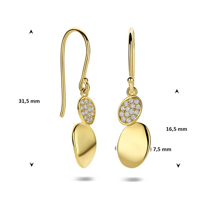 9k Geelgouden oorhangers met zirkonia