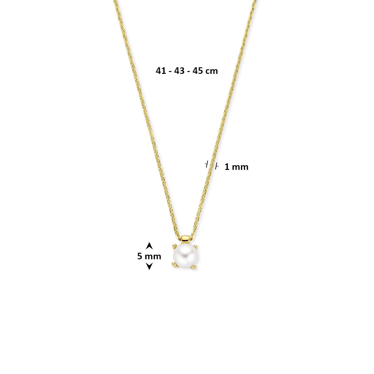 9 Karat Gelbgoldkette mit weißer Perle