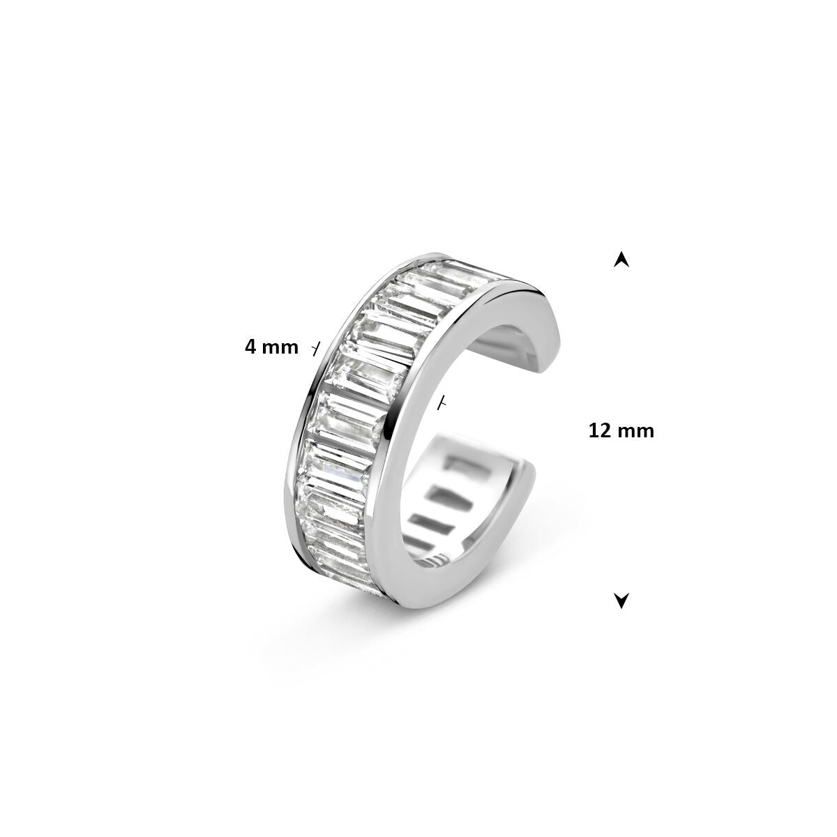 Silberner Ear Cuff mit Zirkonia – rhodiniertes 925er Silber