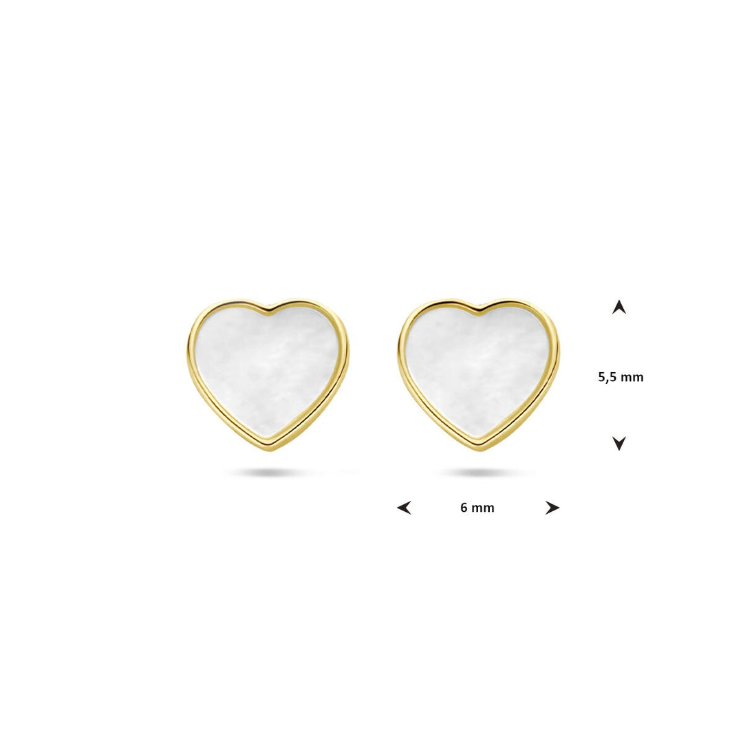 Ohrstecker Herz Perlmutt 14K Gelbgold