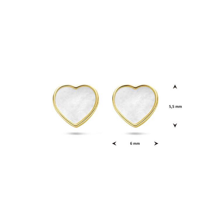 Ohrstecker Herz Perlmutt 14K Gelbgold