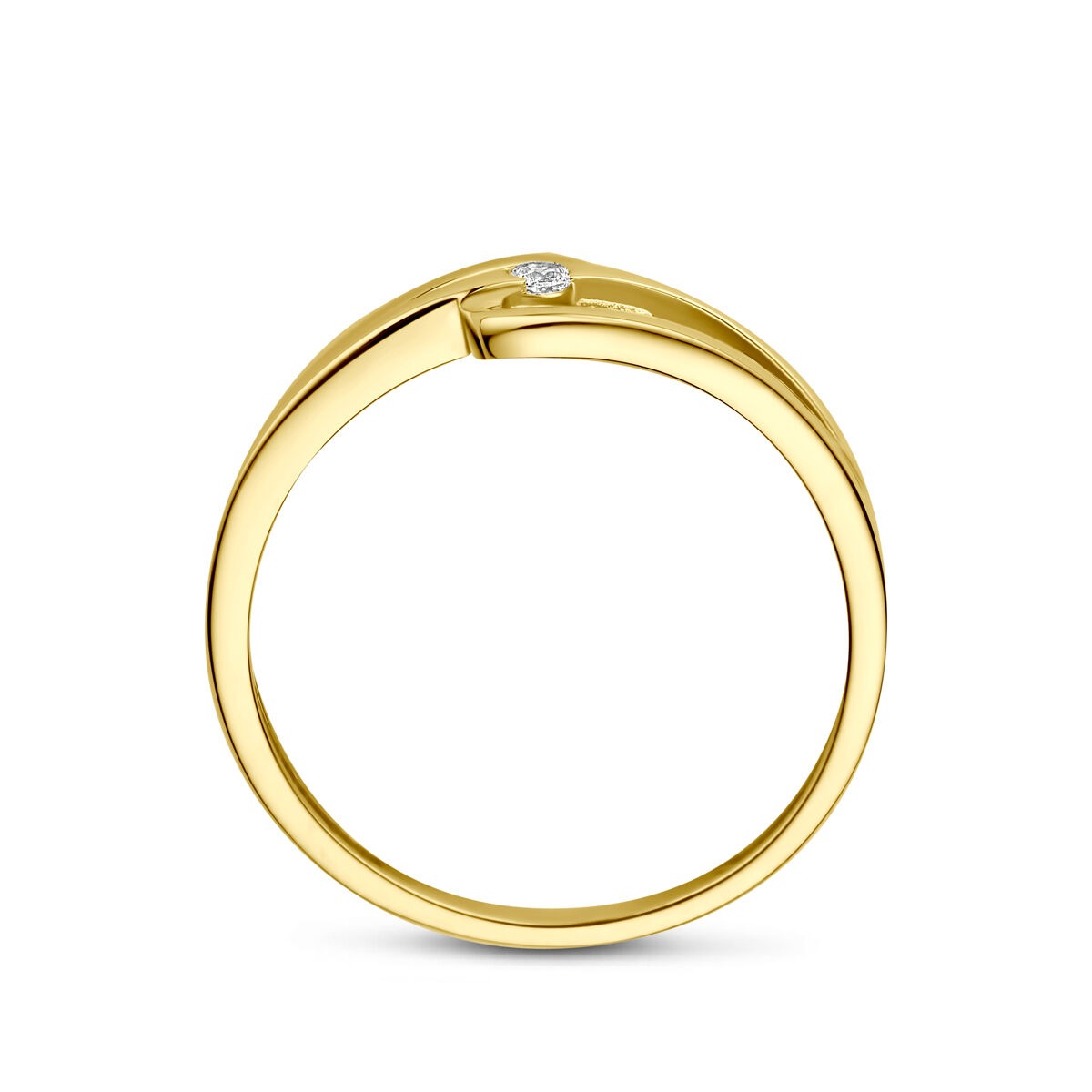 14kt Gelbgoldring mit Zirkonia-Solitär