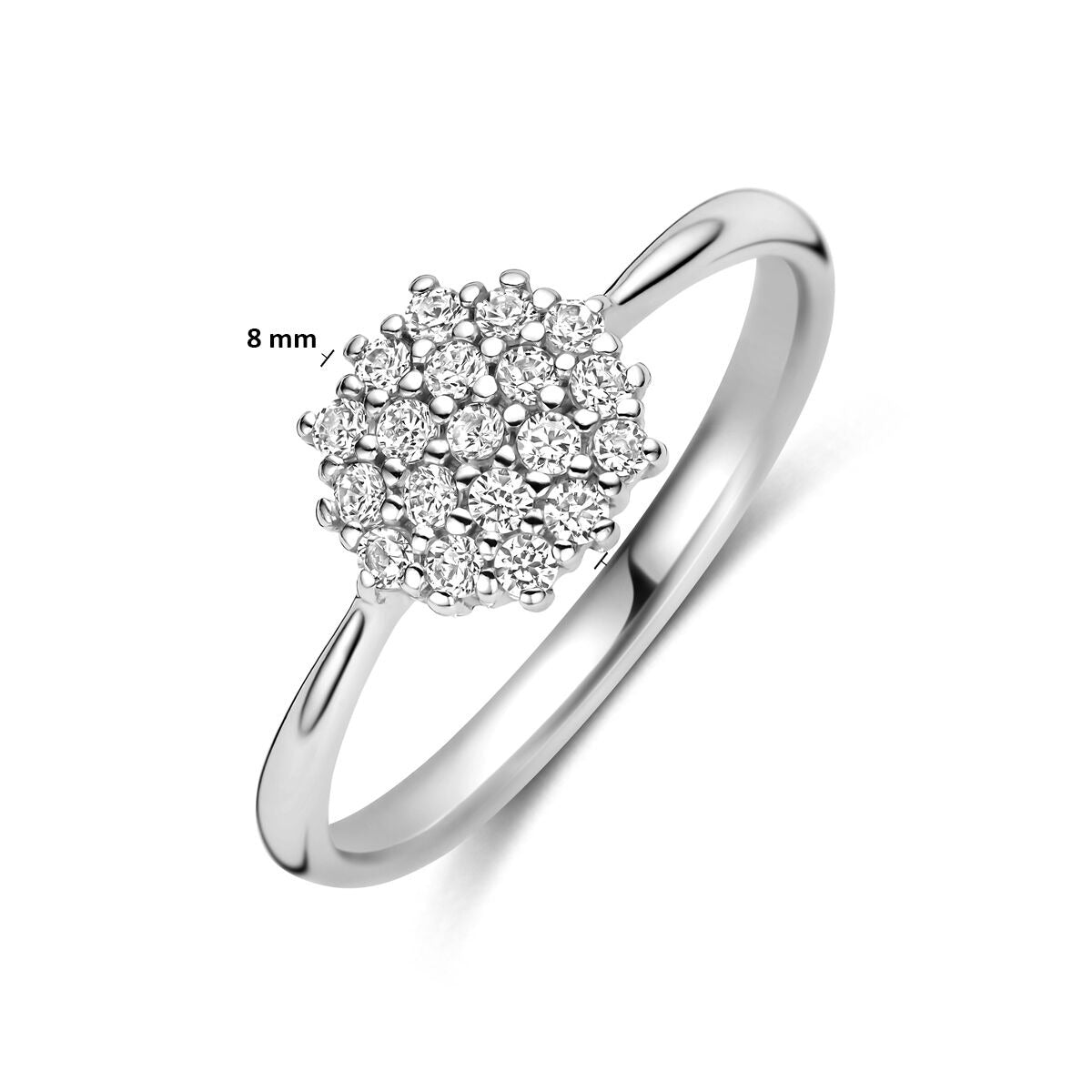 Rhodinierter 925er Silberring mit Zirkonia