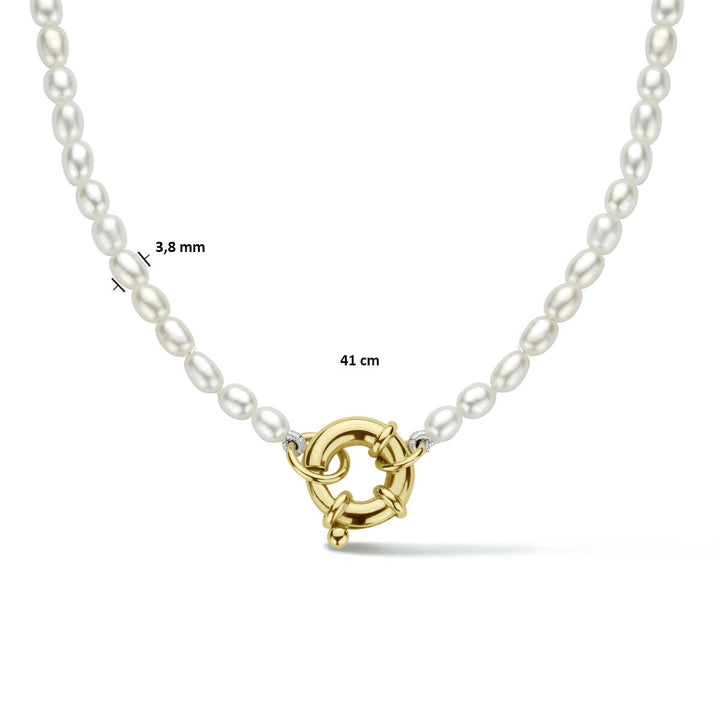 Perlenkette 41 cm mit großem Karabinerverschluss aus 14K Gelbgold