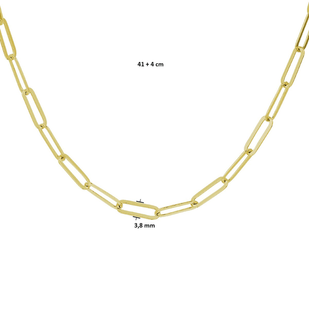 Vergoldetes Silber-Paperclip-Collier für Damen – Gelbgold auf 925er Silber, 41–45 cm